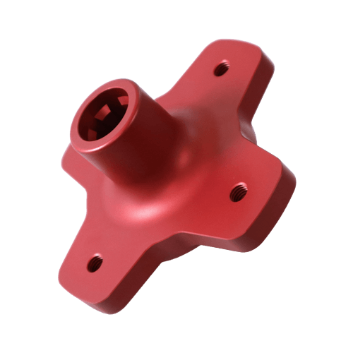 Red-Anodized Four-Arm Mounting Hub