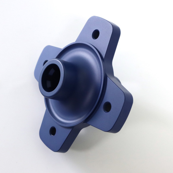 Blue anodized five-axis aluminum component