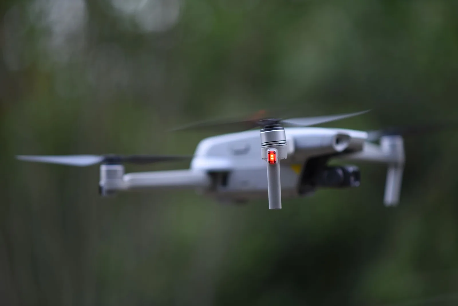 Close-up of an unmanned aerial vehicle in flight