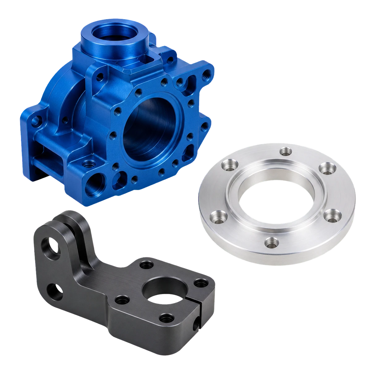 Blue, clear and hardcoat anodized precision aluminum components