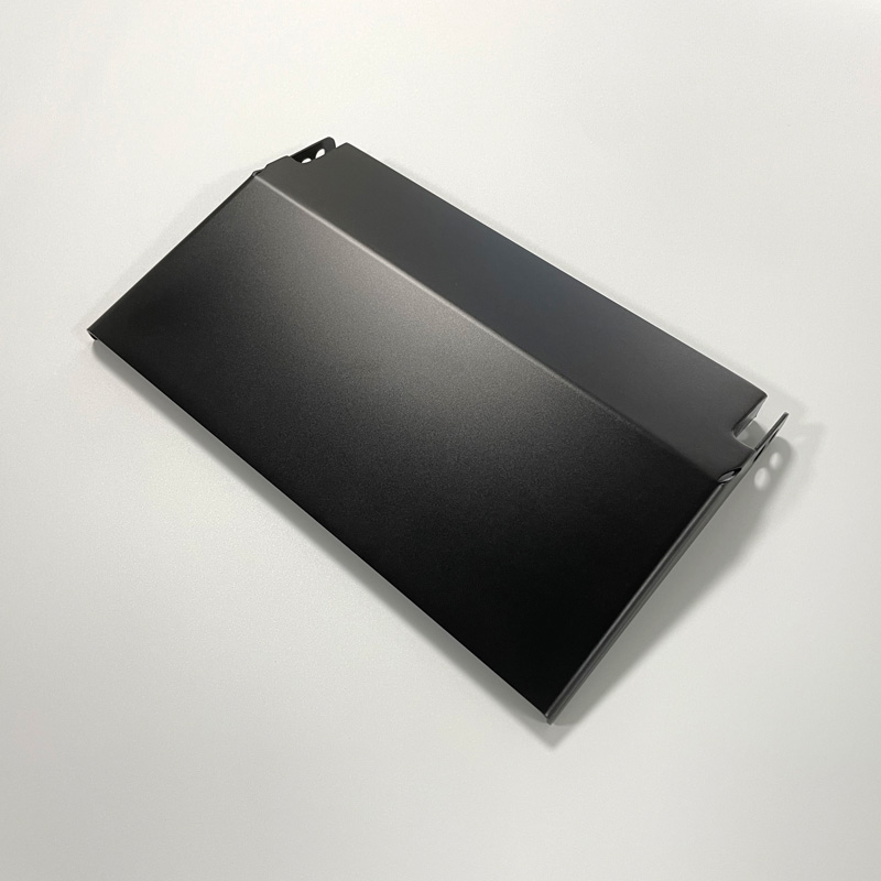 Dark textured powder coated sheet metal panel
